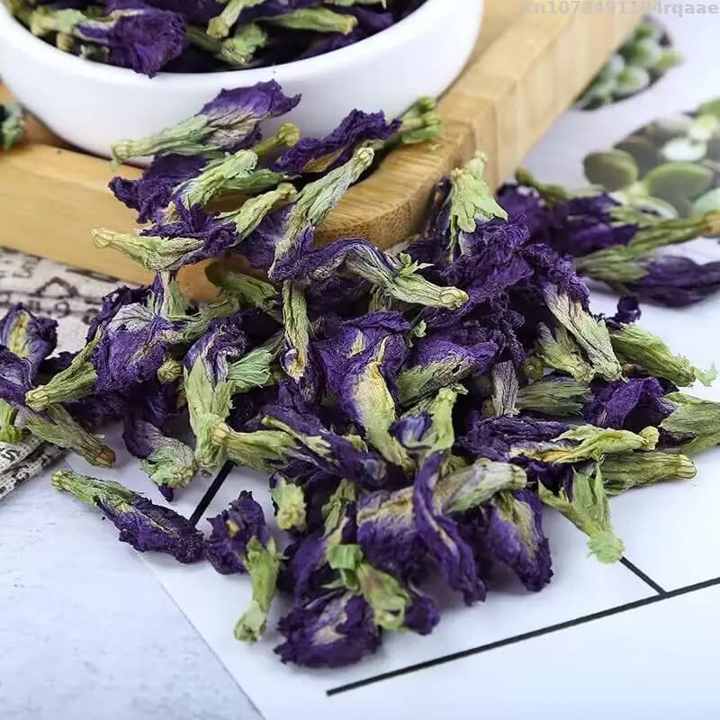 Detailed macro close-up of whole sun-dried butterfly orchid petals for soap and candle making