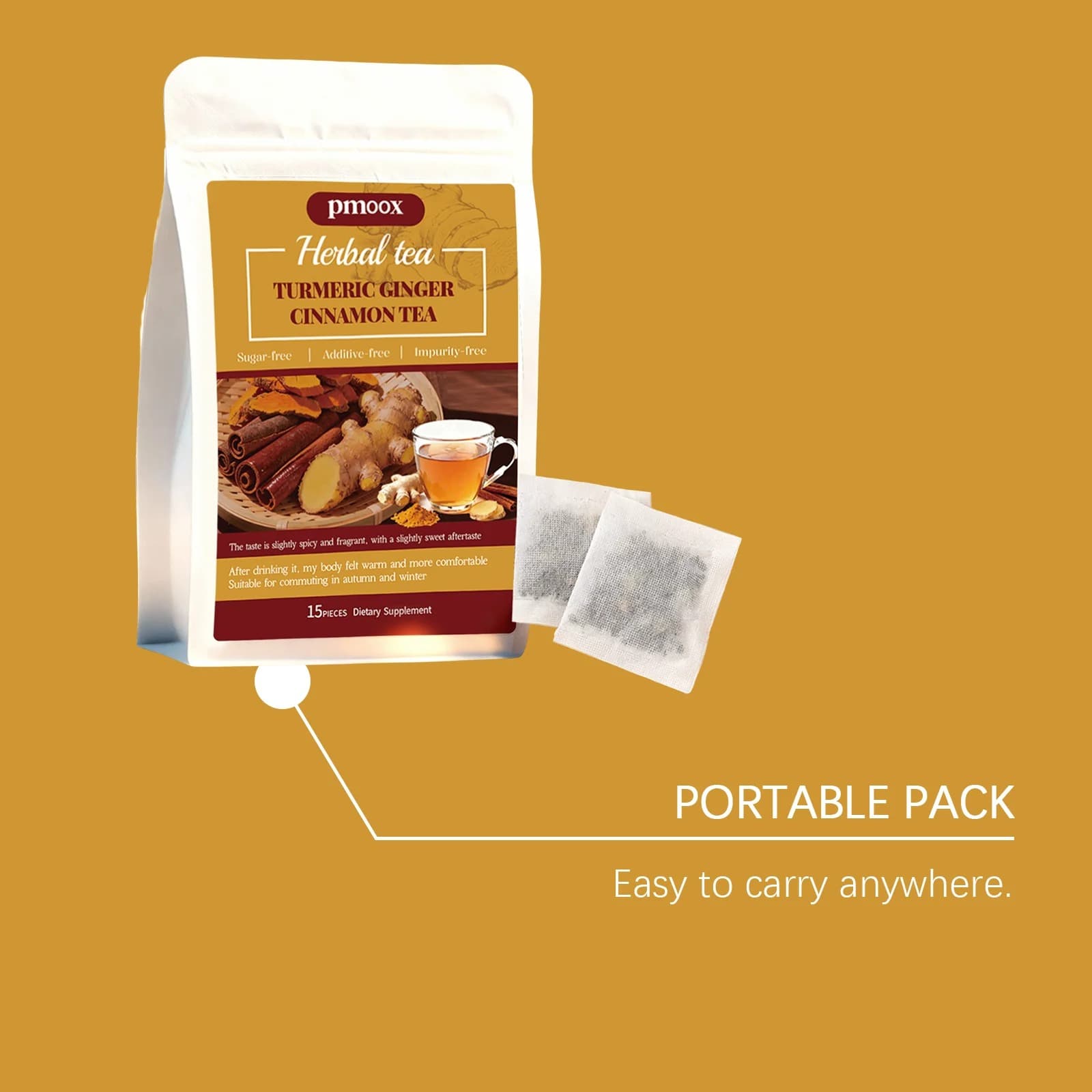 Individual tea bags packed for convenience and freshness
