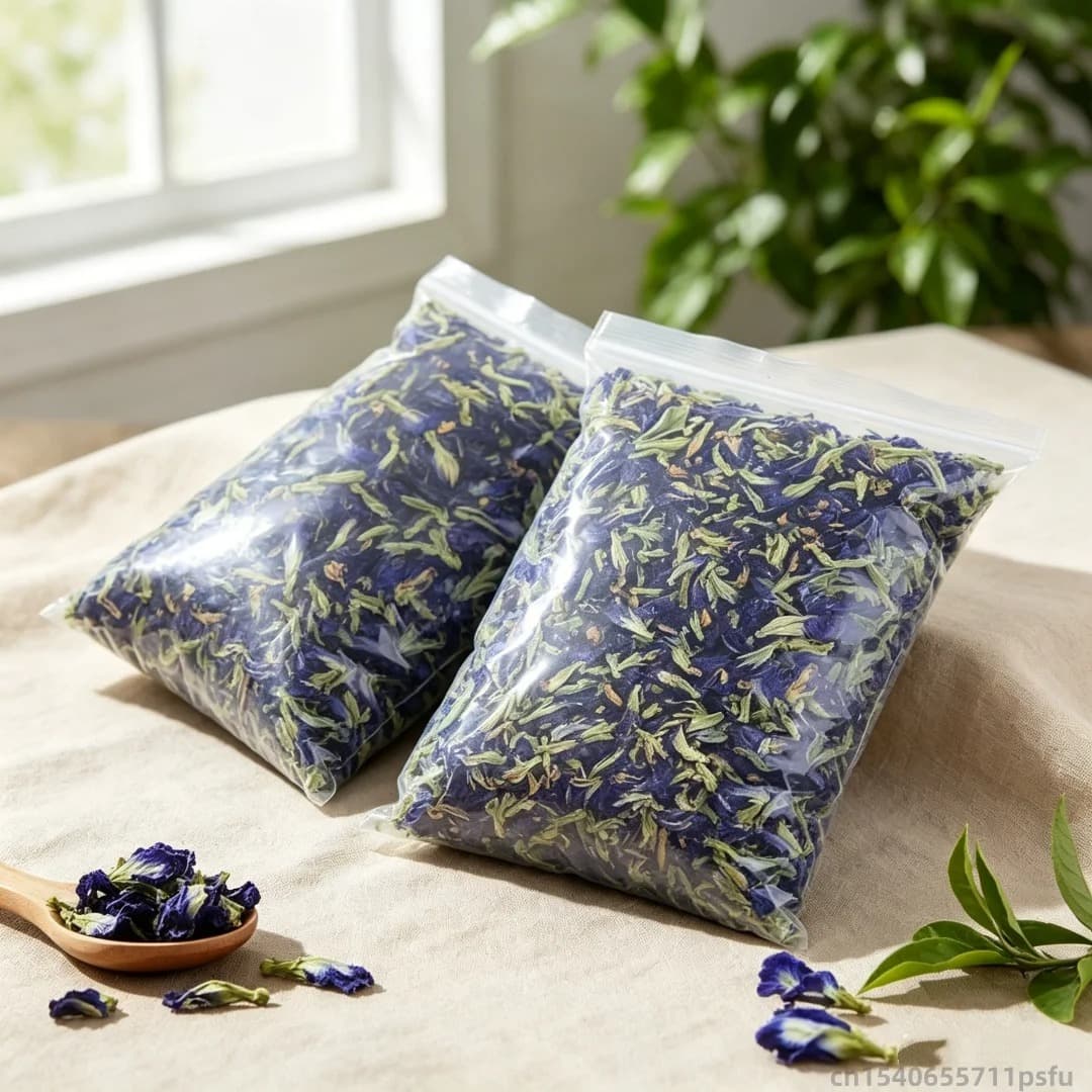 Organic Ceylon Blue Butterfly Pea Flower dried whole blossoms in premium package